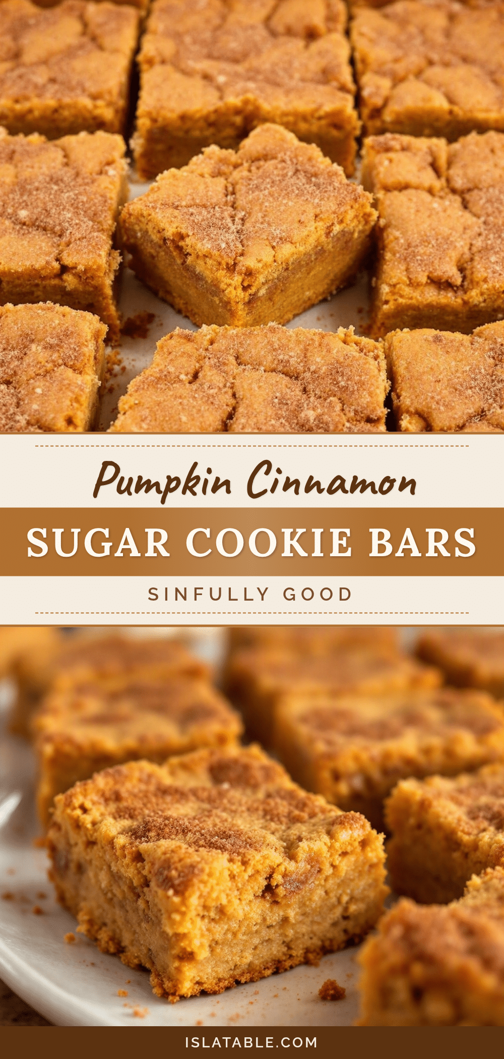 pumpkin snickerdoodle cookie bars recipe