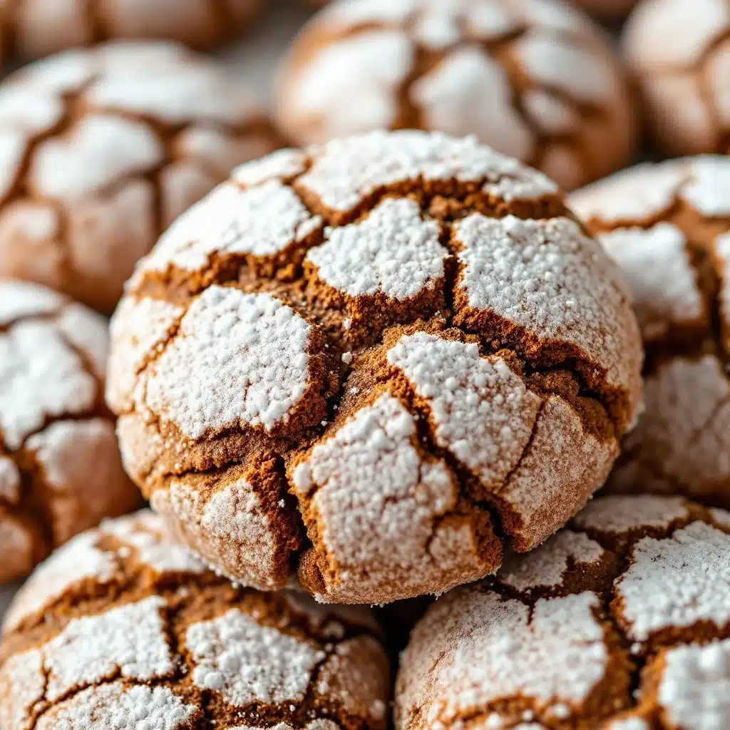 soft baked gingerbread crinkle cookies - featured image
