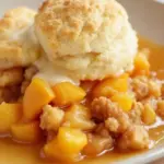 Southern peach cobbler with buttermilk biscuit topping - featured image