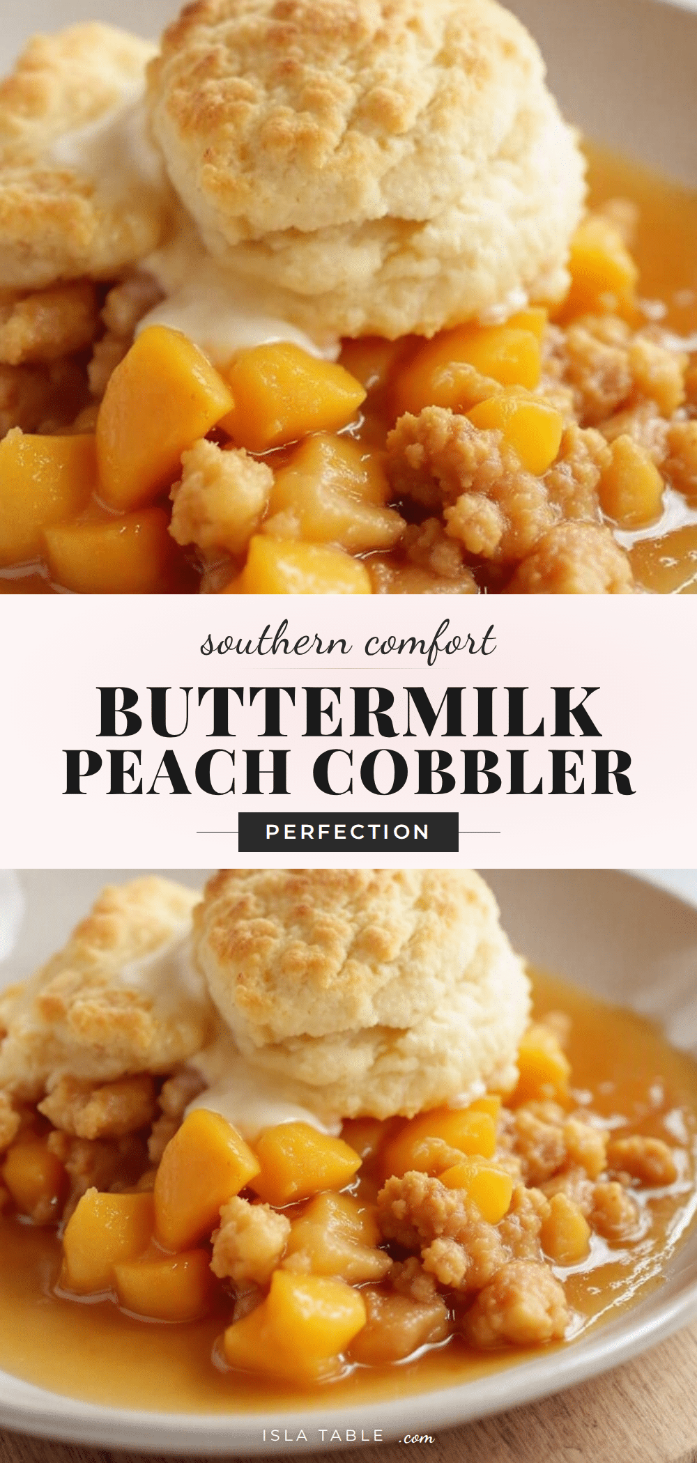 Southern peach cobbler with buttermilk biscuit topping recipe