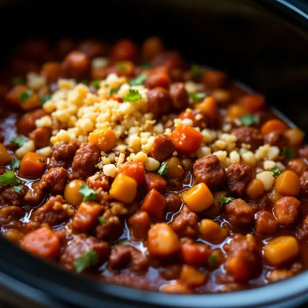 beef and vegetable crockpot chili preparation steps