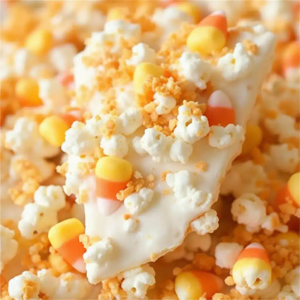 Candy Corn Popcorn Bark preparation steps