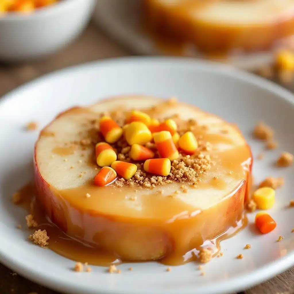 caramel apple slices with candy corn - featured image