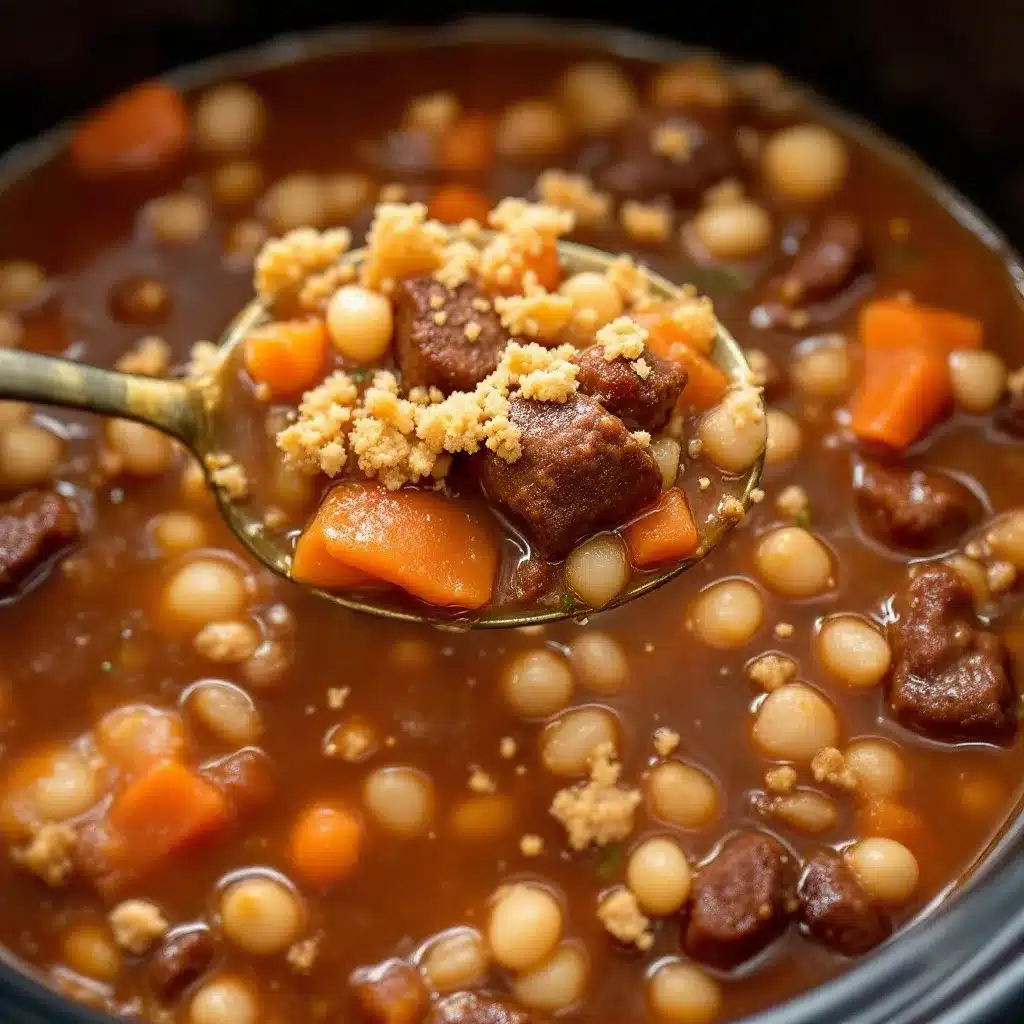 cozy slow cooker beef and barley soup preparation steps
