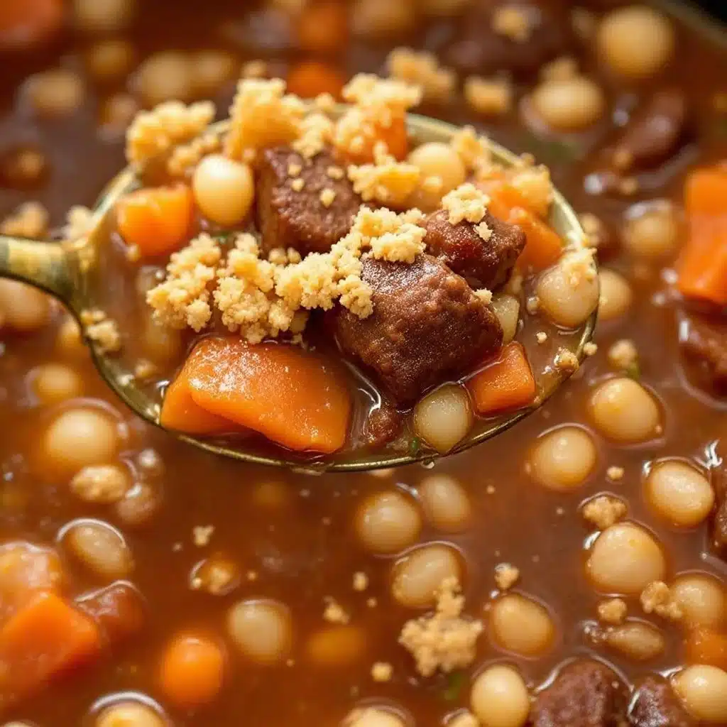 cozy slow cooker beef and barley soup - featured image