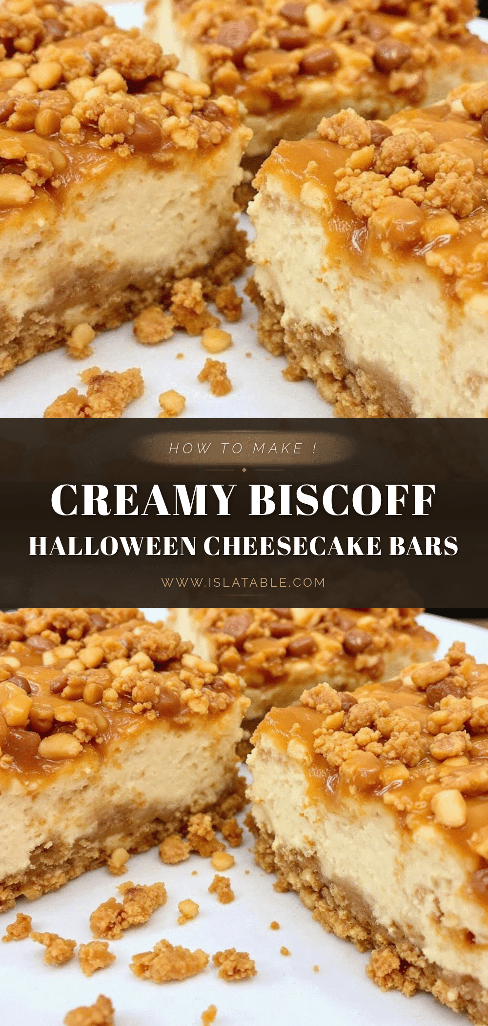 creamy Biscoff Halloween cheesecake bars recipe