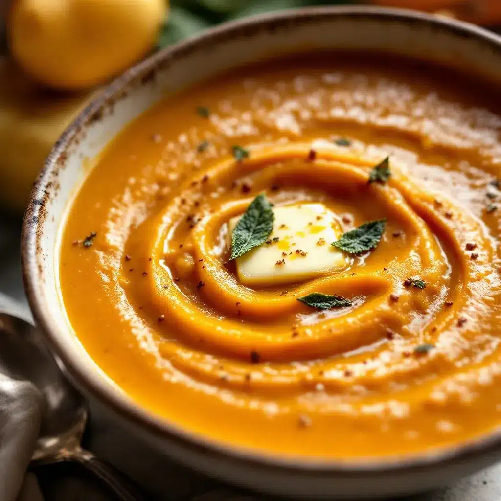 creamy butternut squash soup with brown butter preparation steps