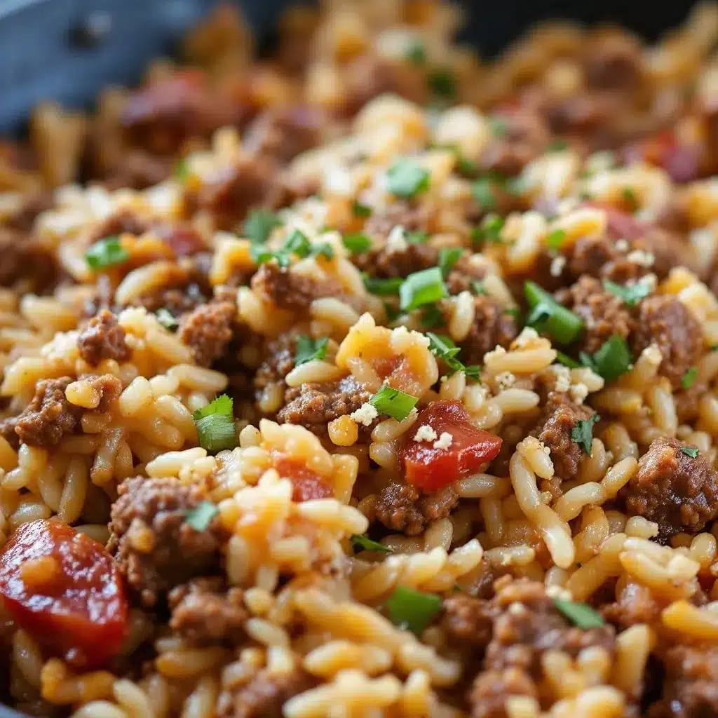 Creamy Cheesy Ground Beef and Rice Skillet preparation steps
