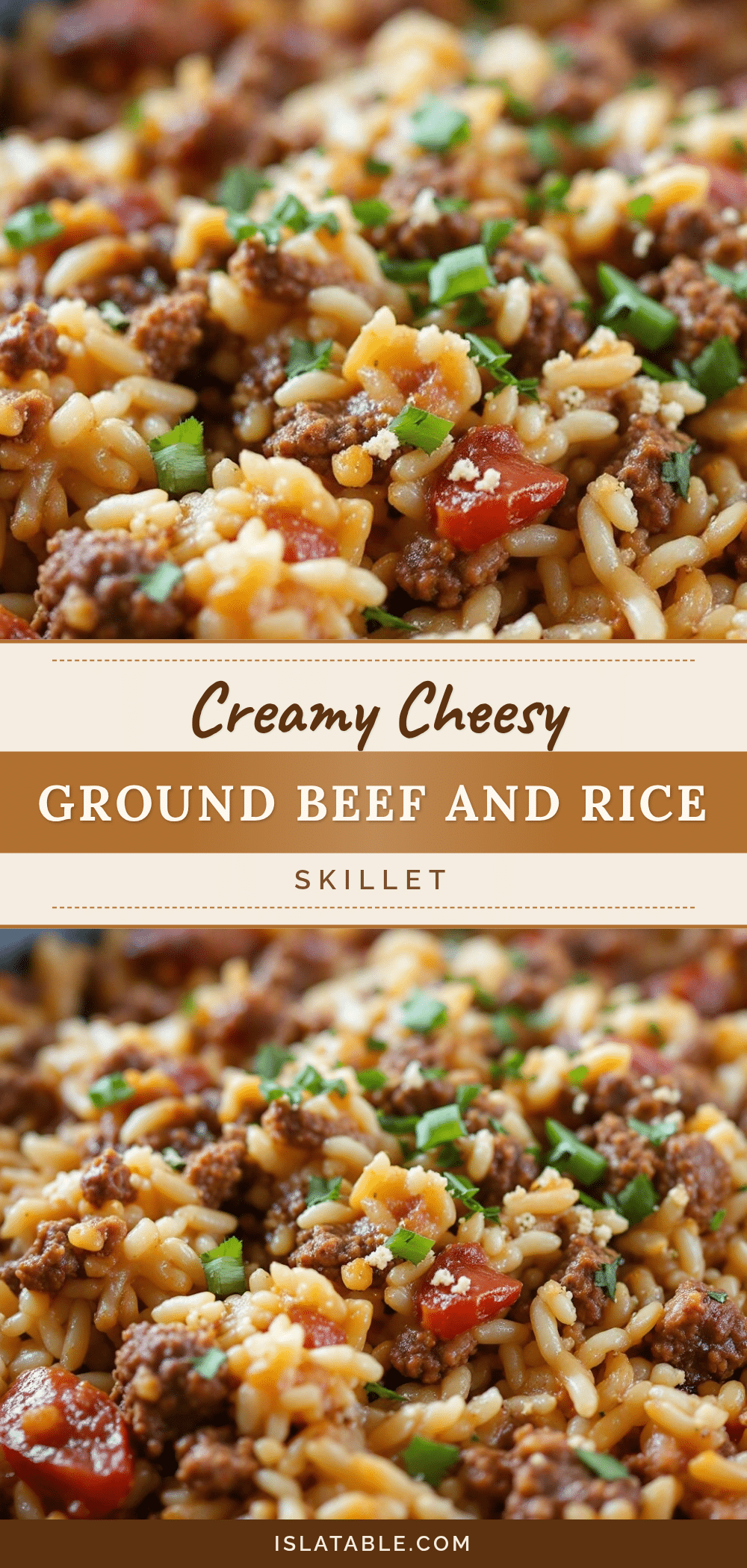 Creamy Cheesy Ground Beef and Rice Skillet recipe