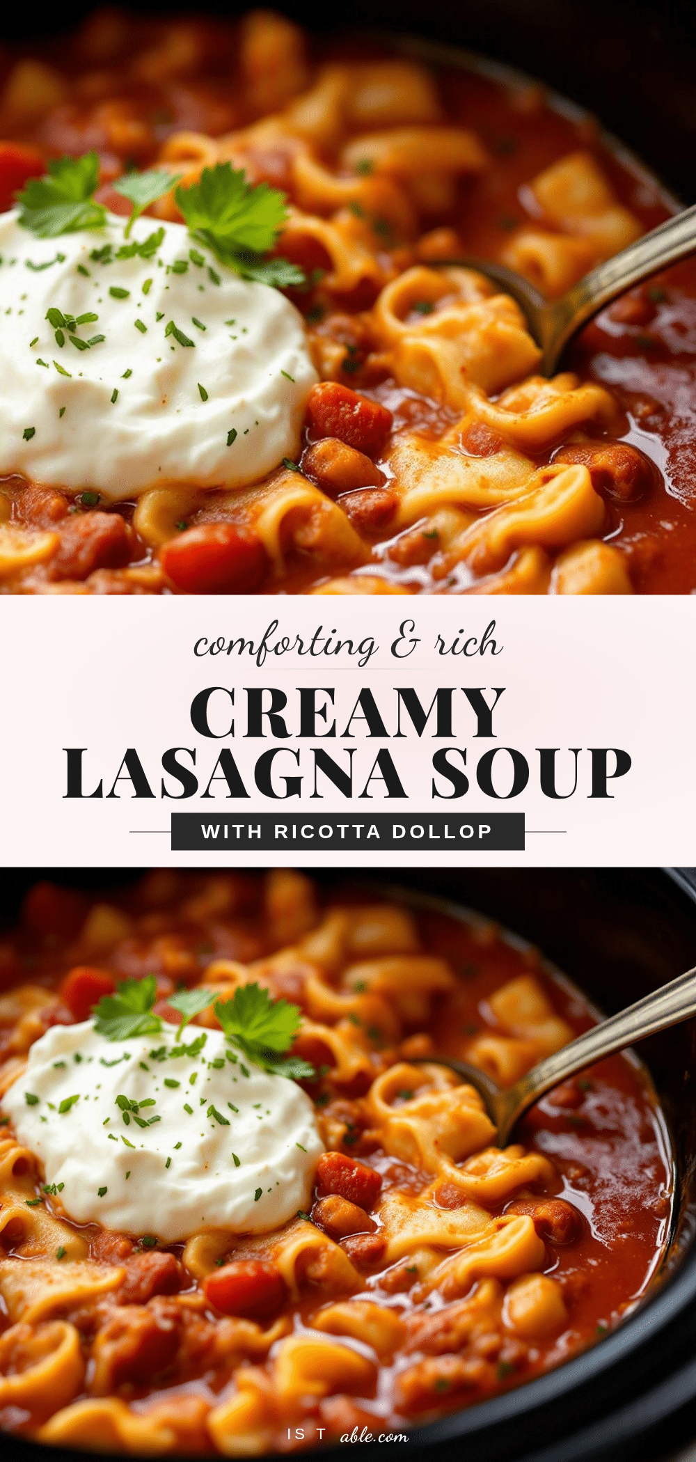 creamy crockpot lasagna soup recipe