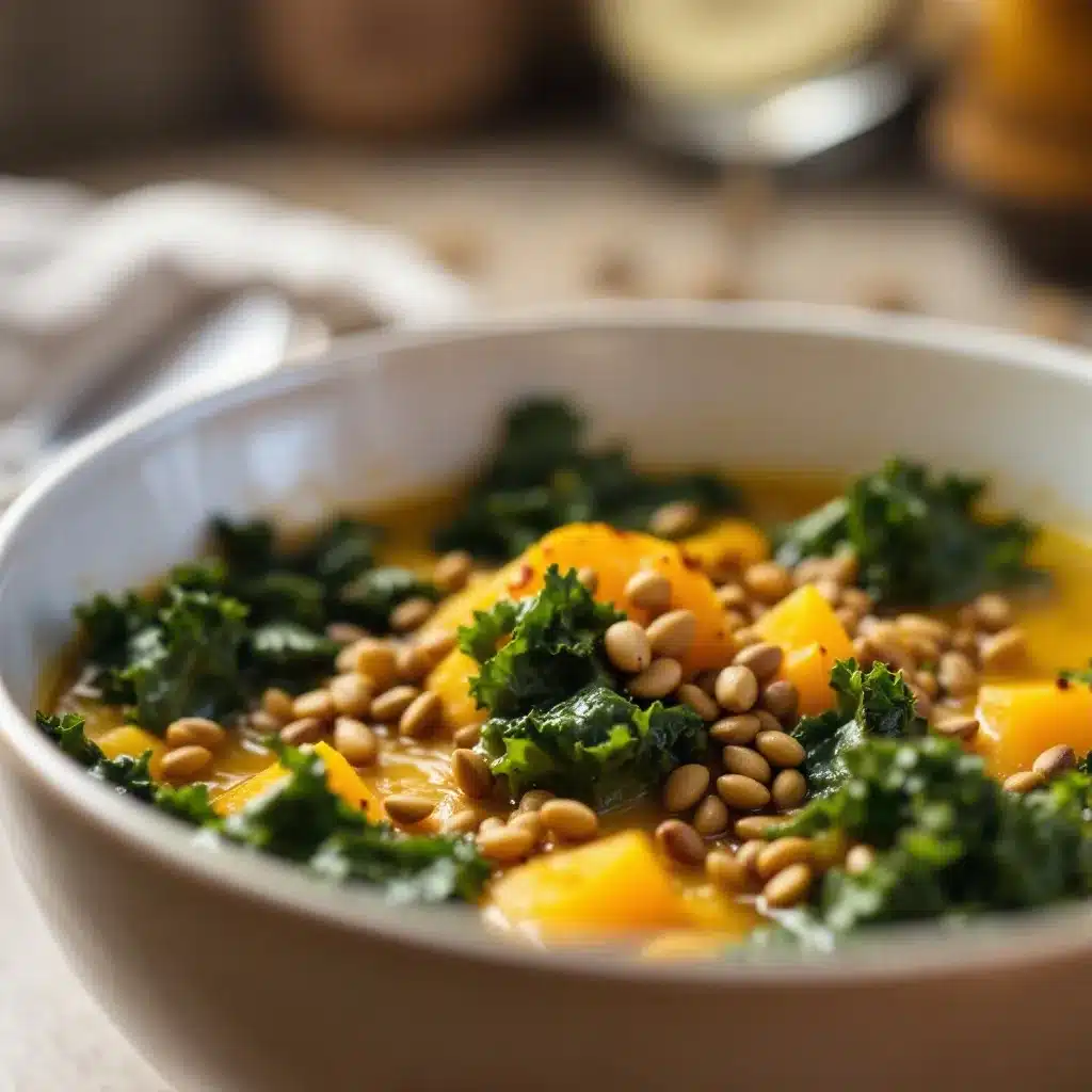 creamy delicata squash and kale soup preparation steps