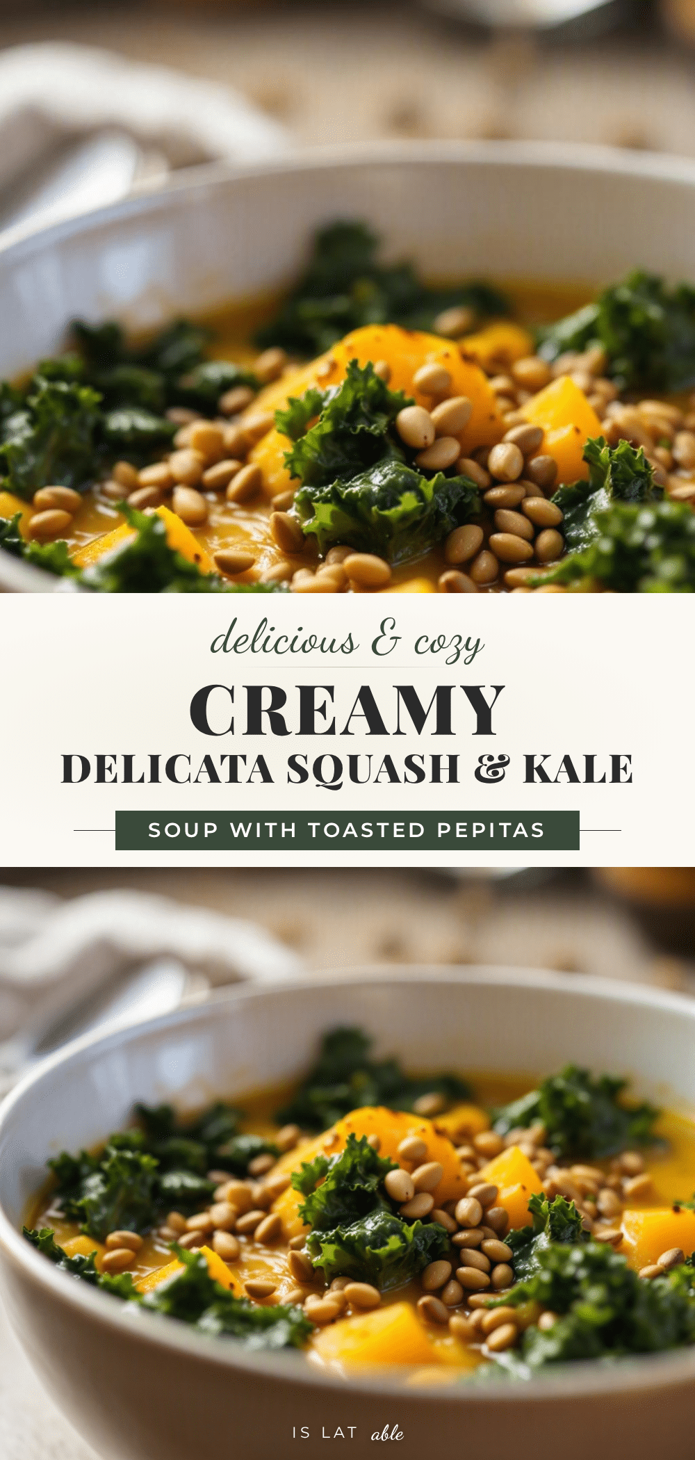 creamy delicata squash and kale soup recipe