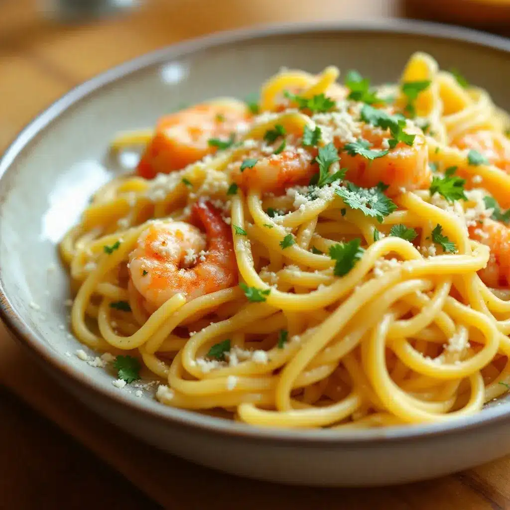 creamy garlic butter shrimp pasta preparation steps