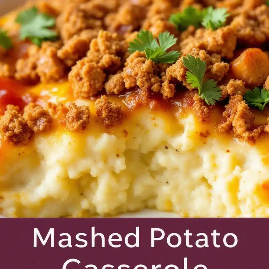 creamy loaded mashed potato casserole - featured image
