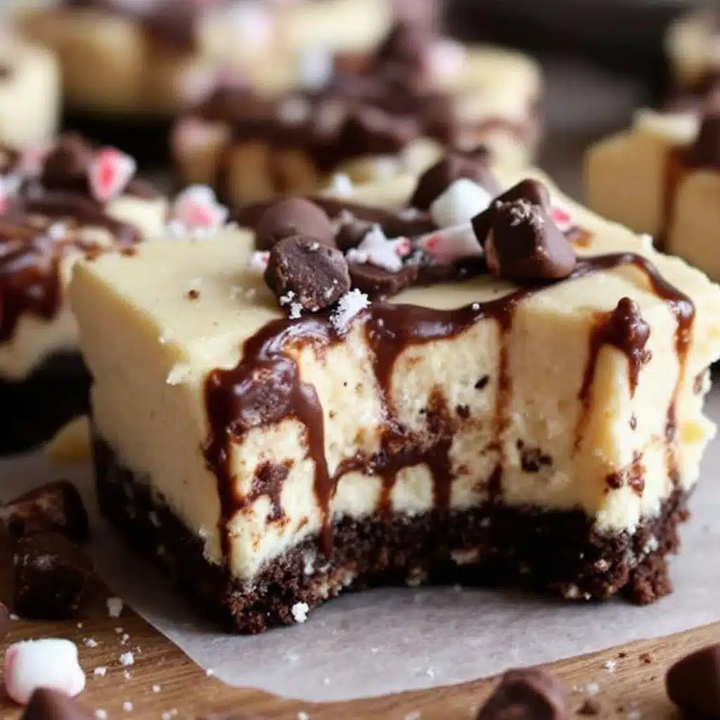 creamy peppermint bark cheesecake bites - featured image