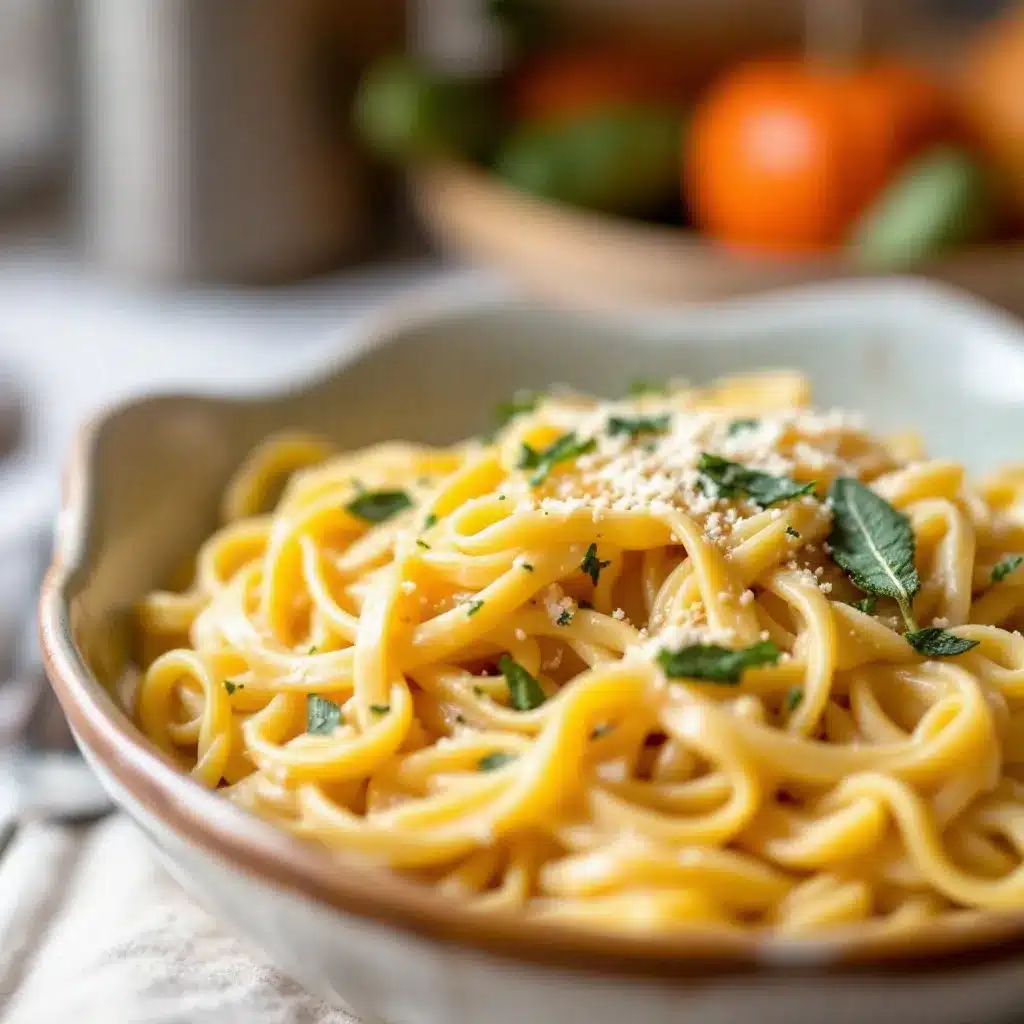 Creamy Pumpkin Alfredo Pasta preparation steps