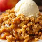 creamy salted caramel apple crisp - featured image