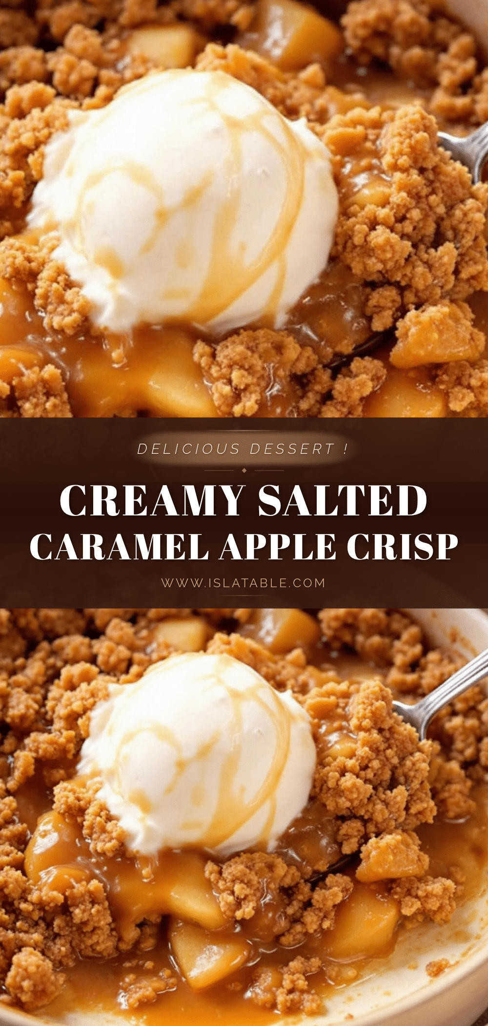 Creamy Salted Caramel Apple Crisp recipe