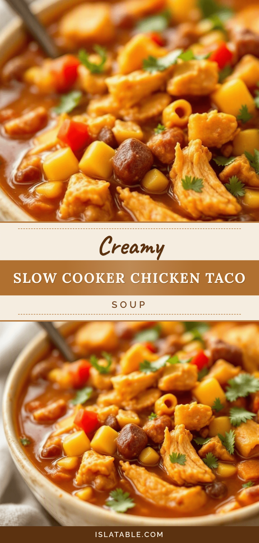 creamy slow cooker chicken taco soup recipe