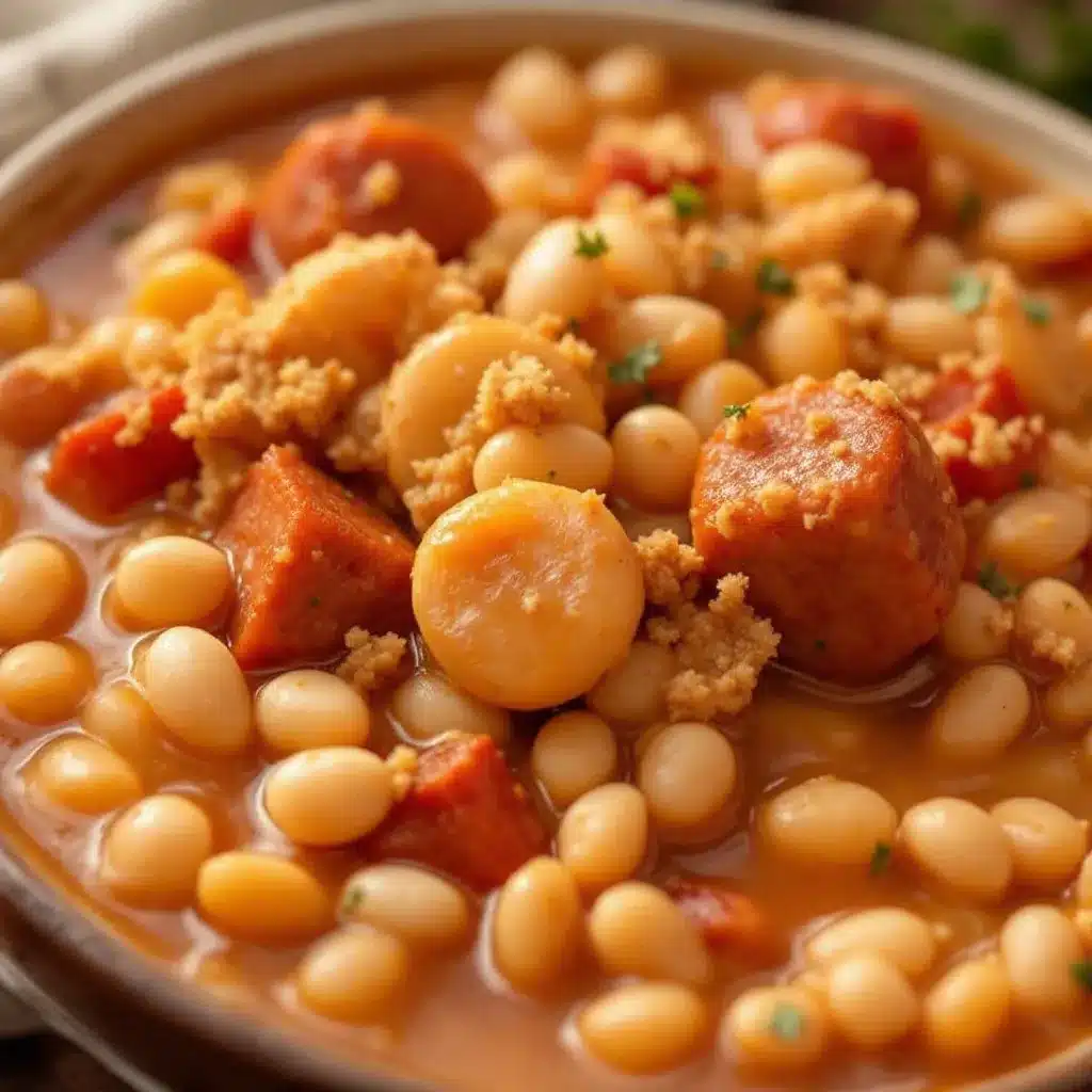 creamy slow cooker white bean and chicken sausage stew preparation steps