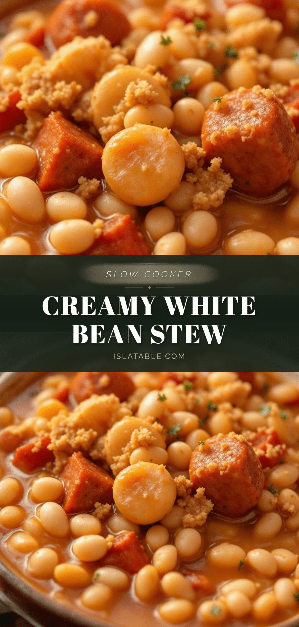 creamy slow cooker white bean and chicken sausage stew recipe