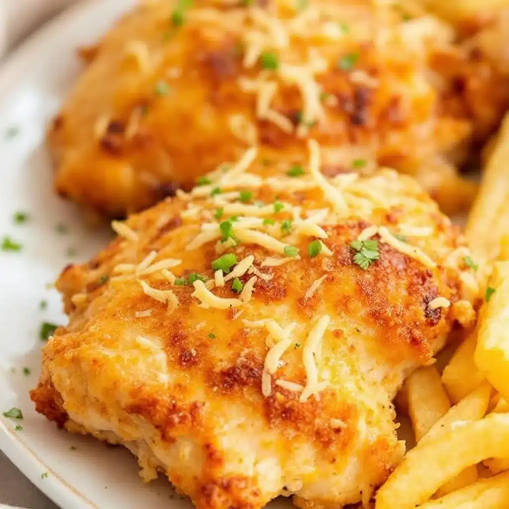 crispy air fryer chicken thighs with garlic parmesan - featured image