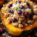 crispy brown sugar glazed stuffed acorn squash - featured image