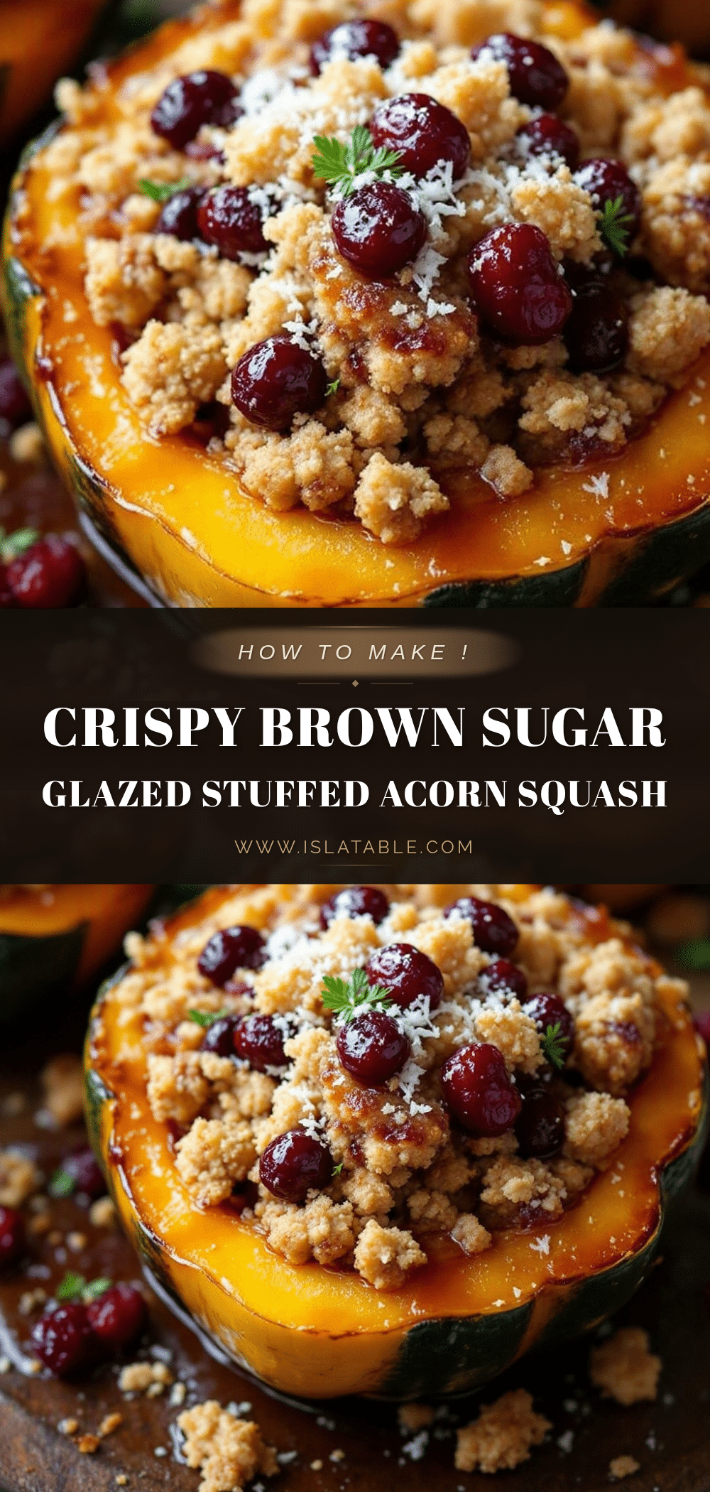 crispy brown sugar glazed stuffed acorn squash recipe