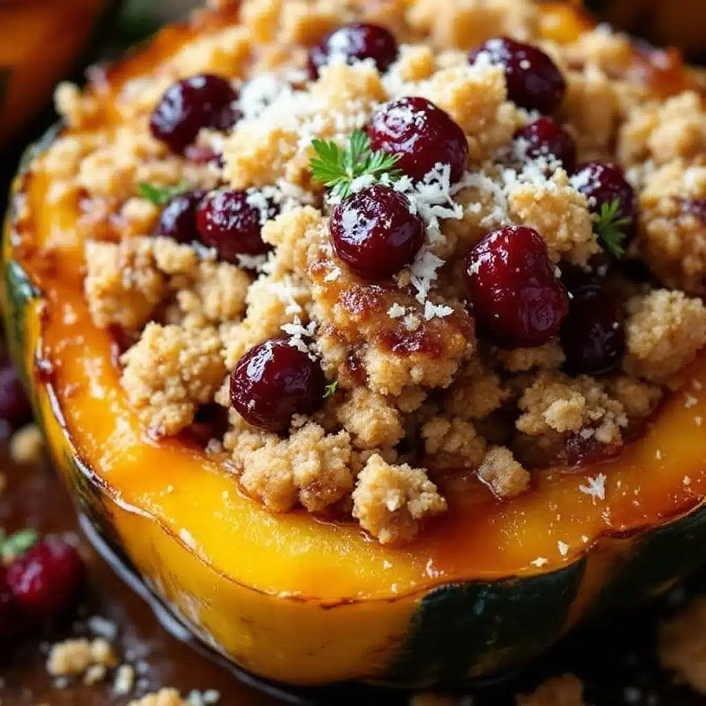 crispy brown sugar glazed stuffed acorn squash - featured image