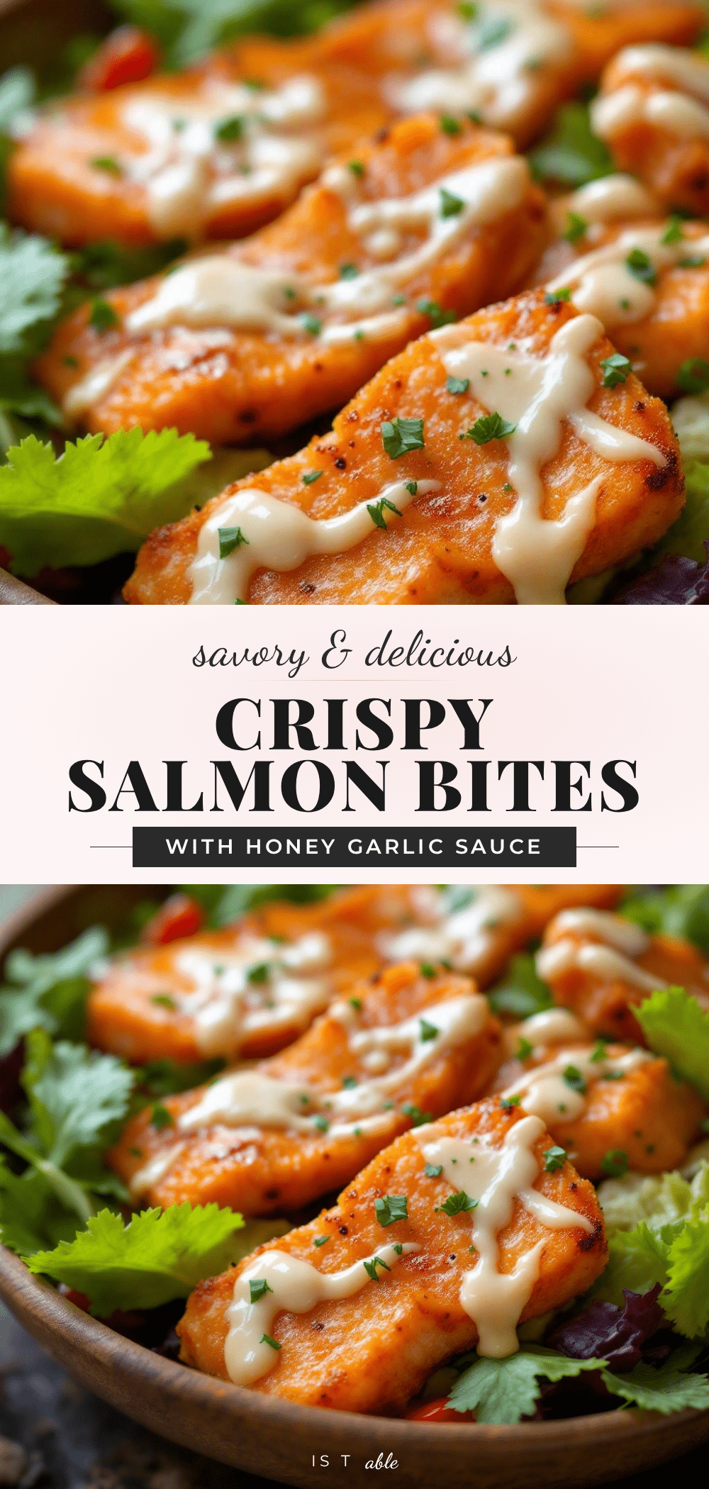 Crispy Honey Garlic Salmon Bites recipe