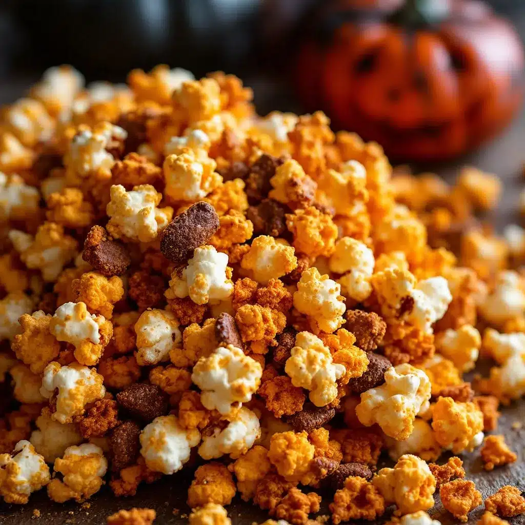 Crispy Pumpkin Spice Halloween Popcorn Mix preparation steps