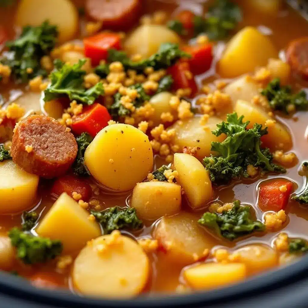 crockpot sausage potato soup with kale - featured image
