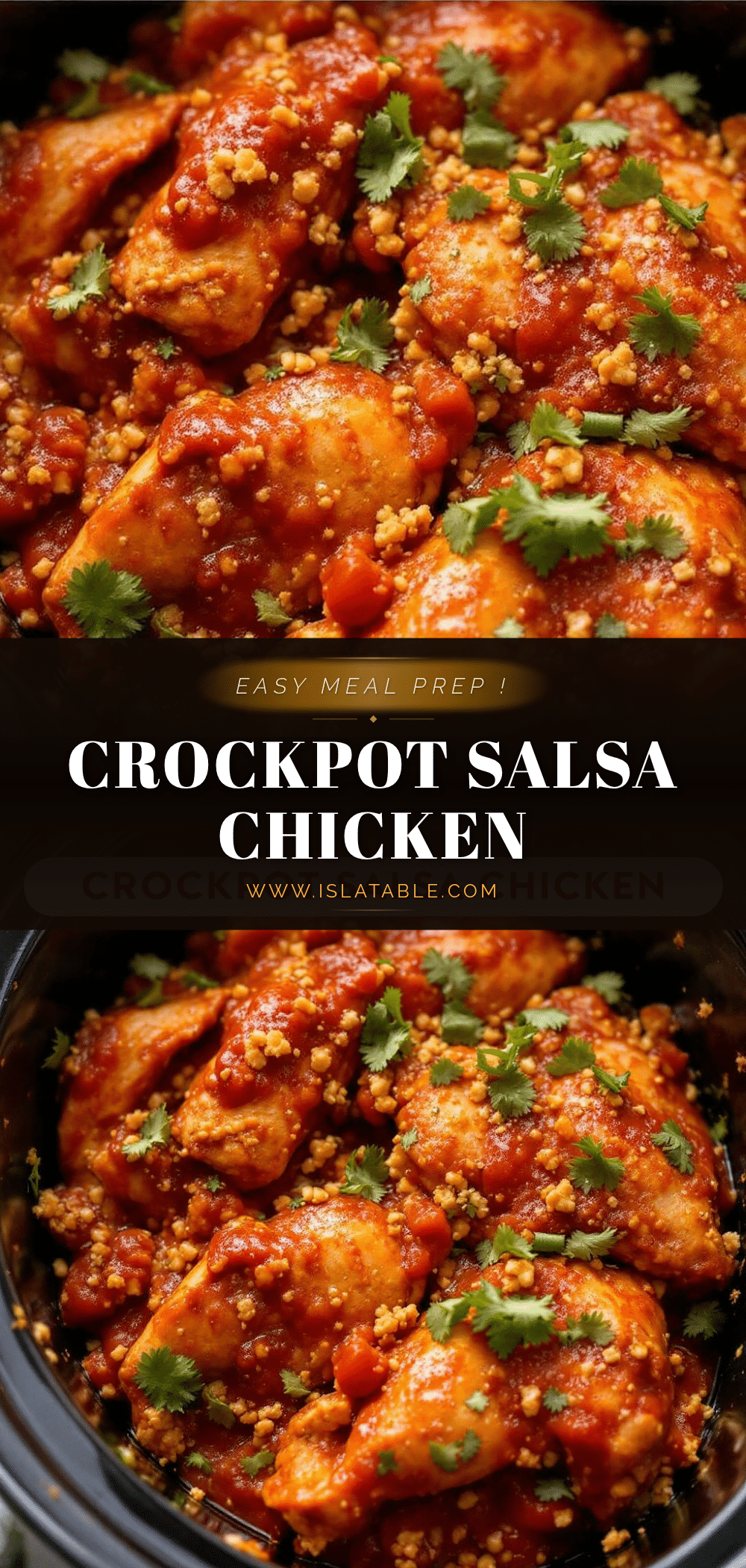 easy crockpot salsa chicken meal prep recipe