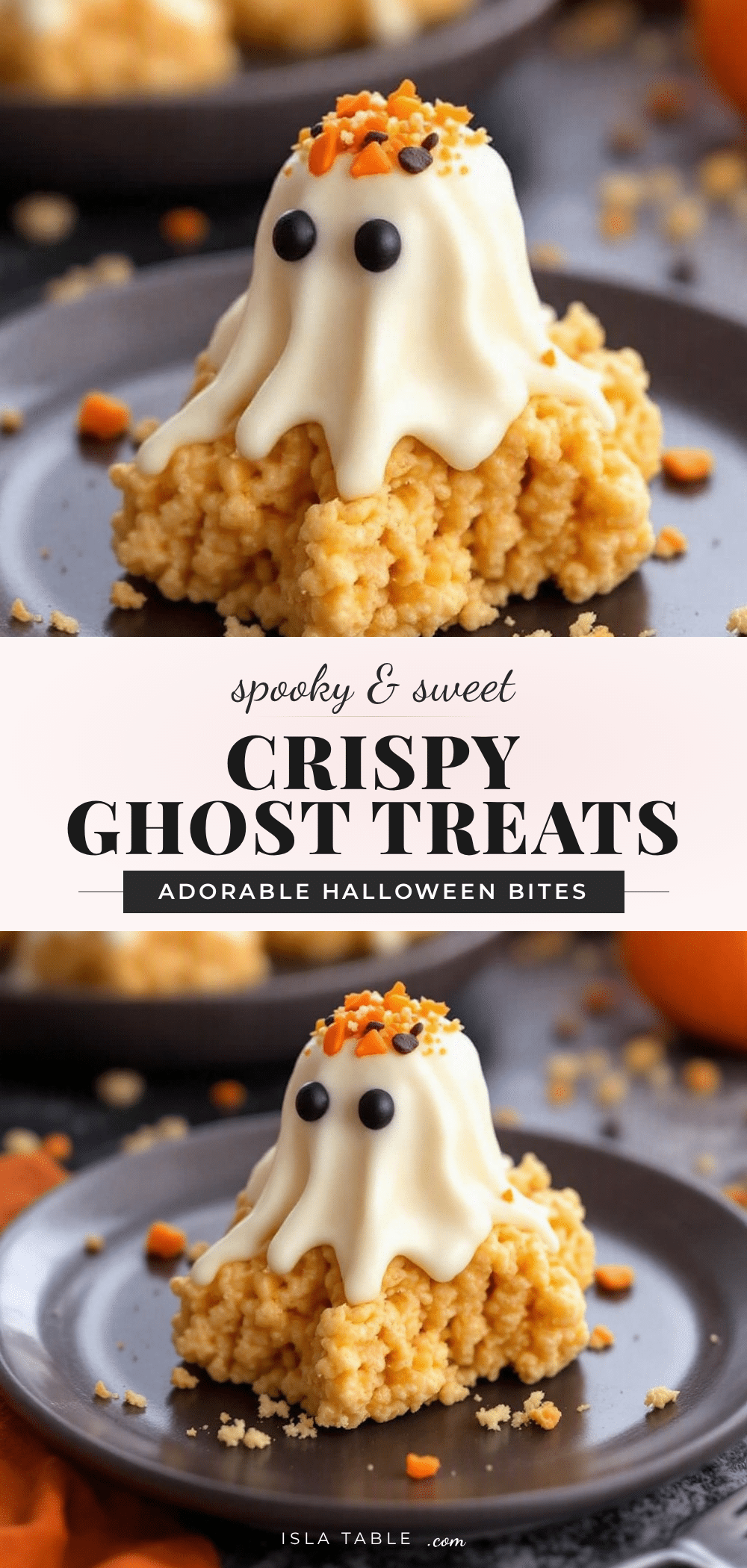 Easy Halloween Ghost Rice Krispie Treats recipe