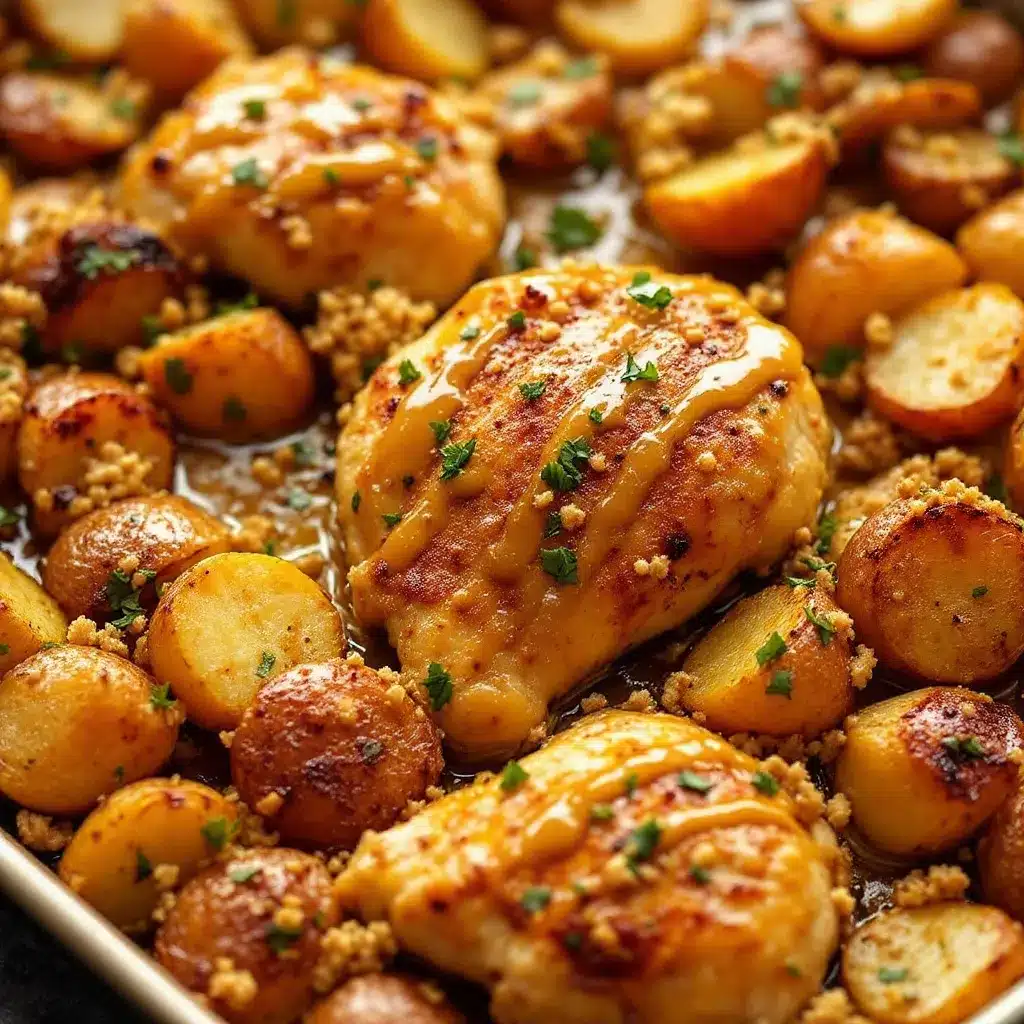 easy sheet pan honey mustard chicken and potatoes preparation steps