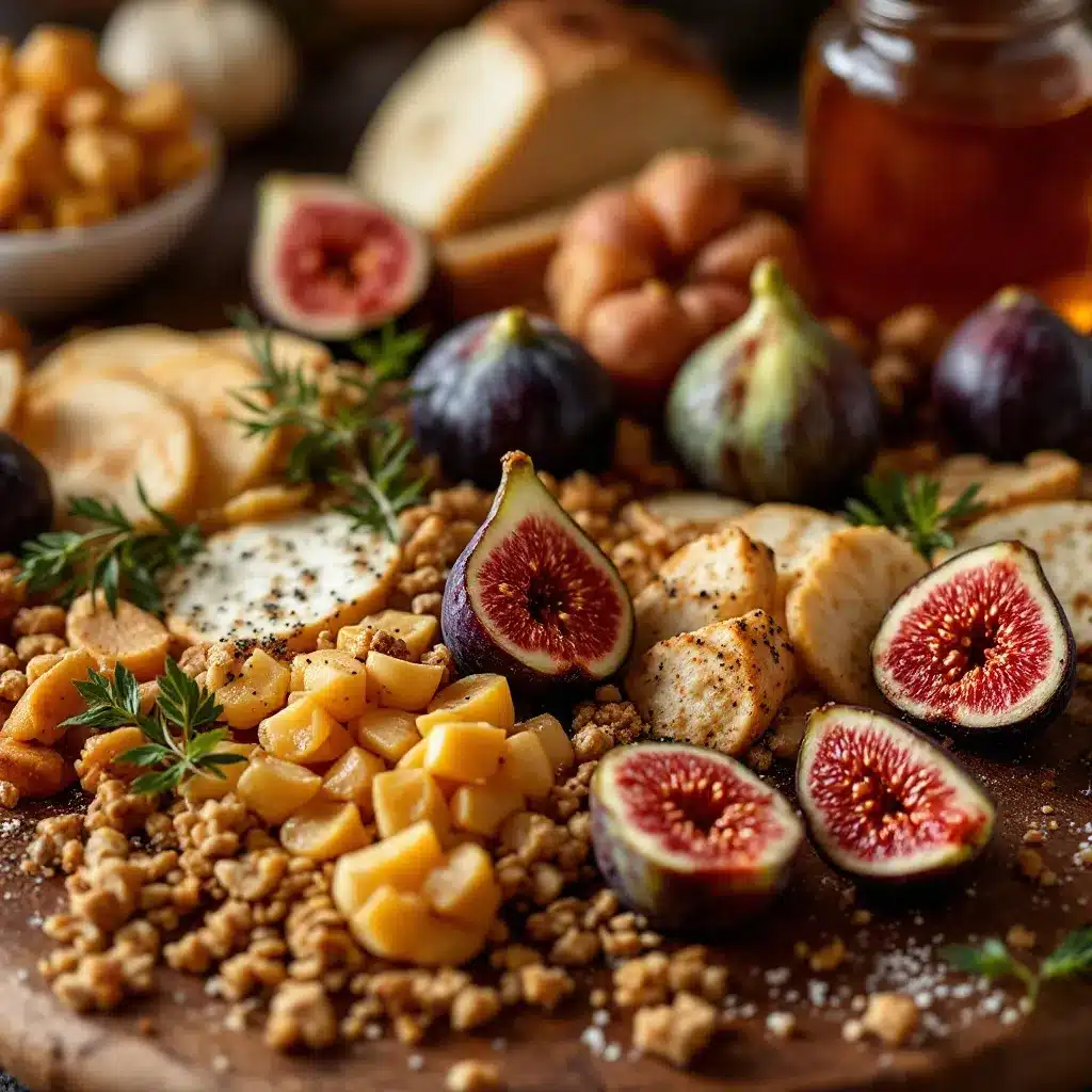 fall harvest charcuterie board with figs and honey preparation steps