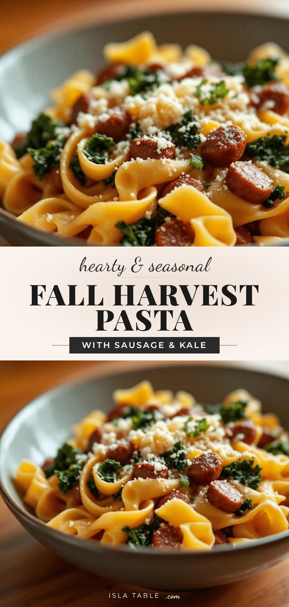 fall harvest pasta with sausage and kale recipe