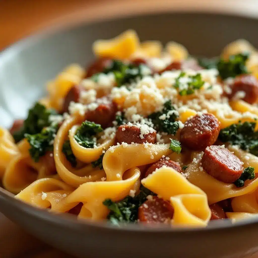 fall harvest pasta with sausage and kale - featured image