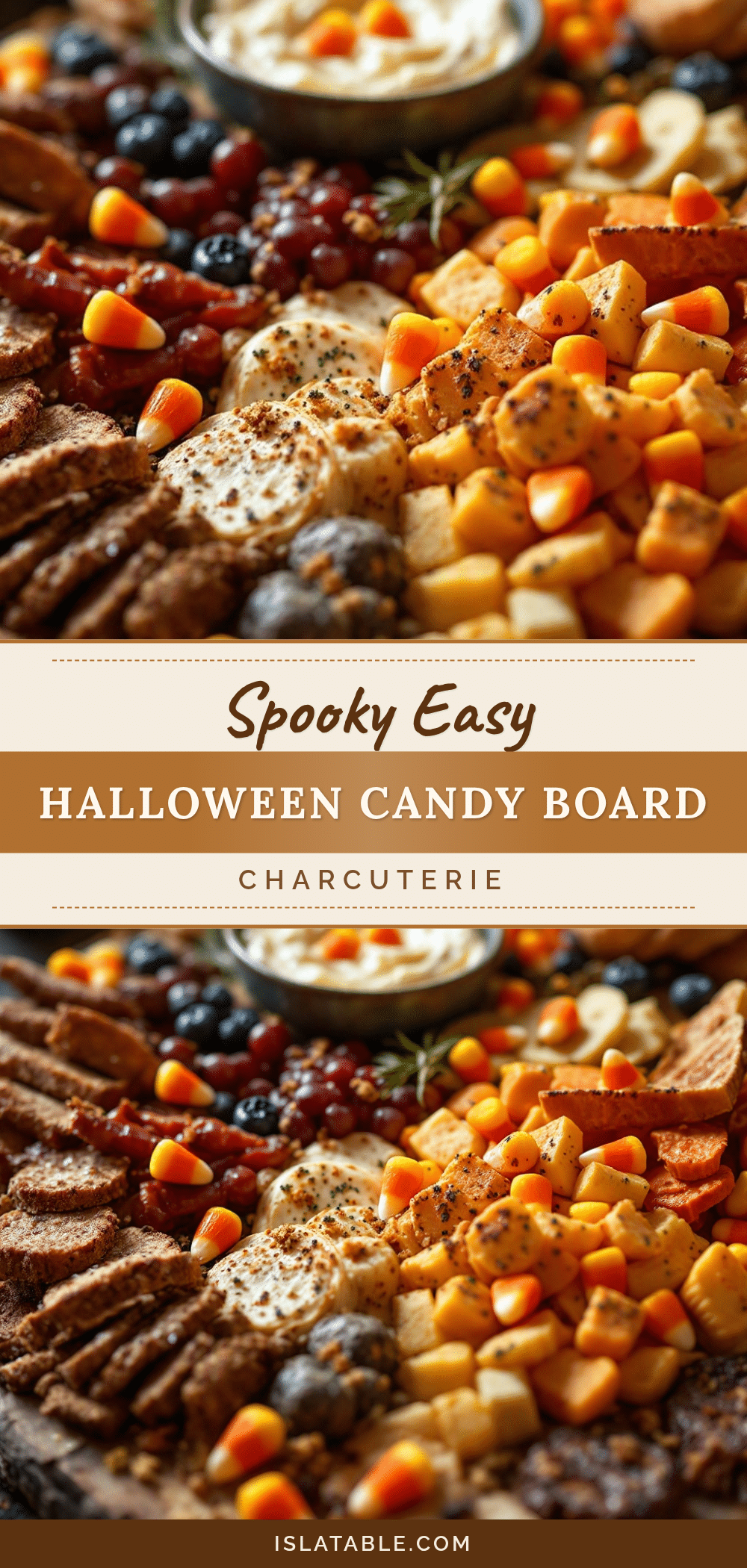 Halloween charcuterie board with candy corn recipe