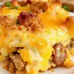 make-ahead sausage cheese breakfast casserole - featured image