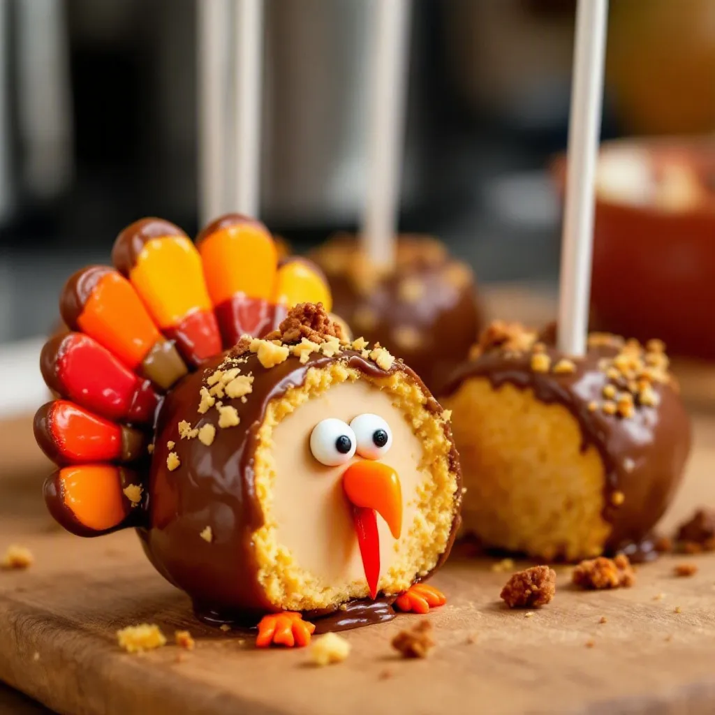 mini thanksgiving turkey cake pops preparation steps