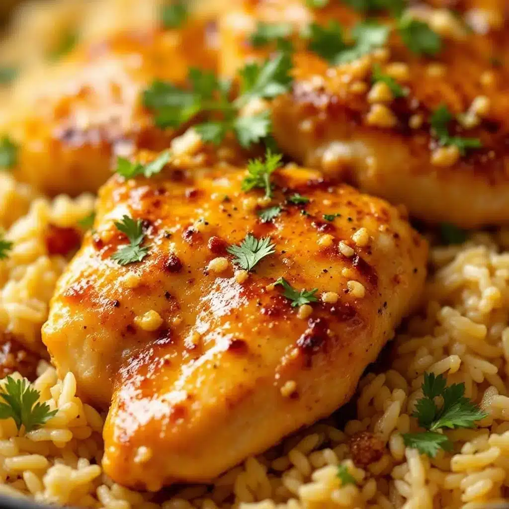 one pan garlic butter chicken and rice - featured image