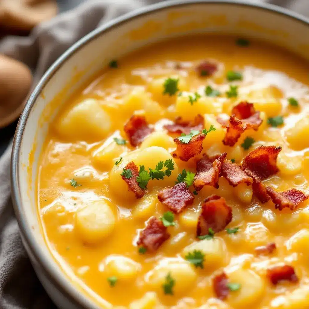 one-pot cheesy potato soup with bacon preparation steps
