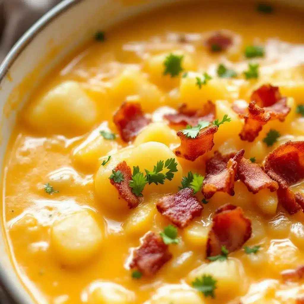 one-pot cheesy potato soup with bacon - featured image