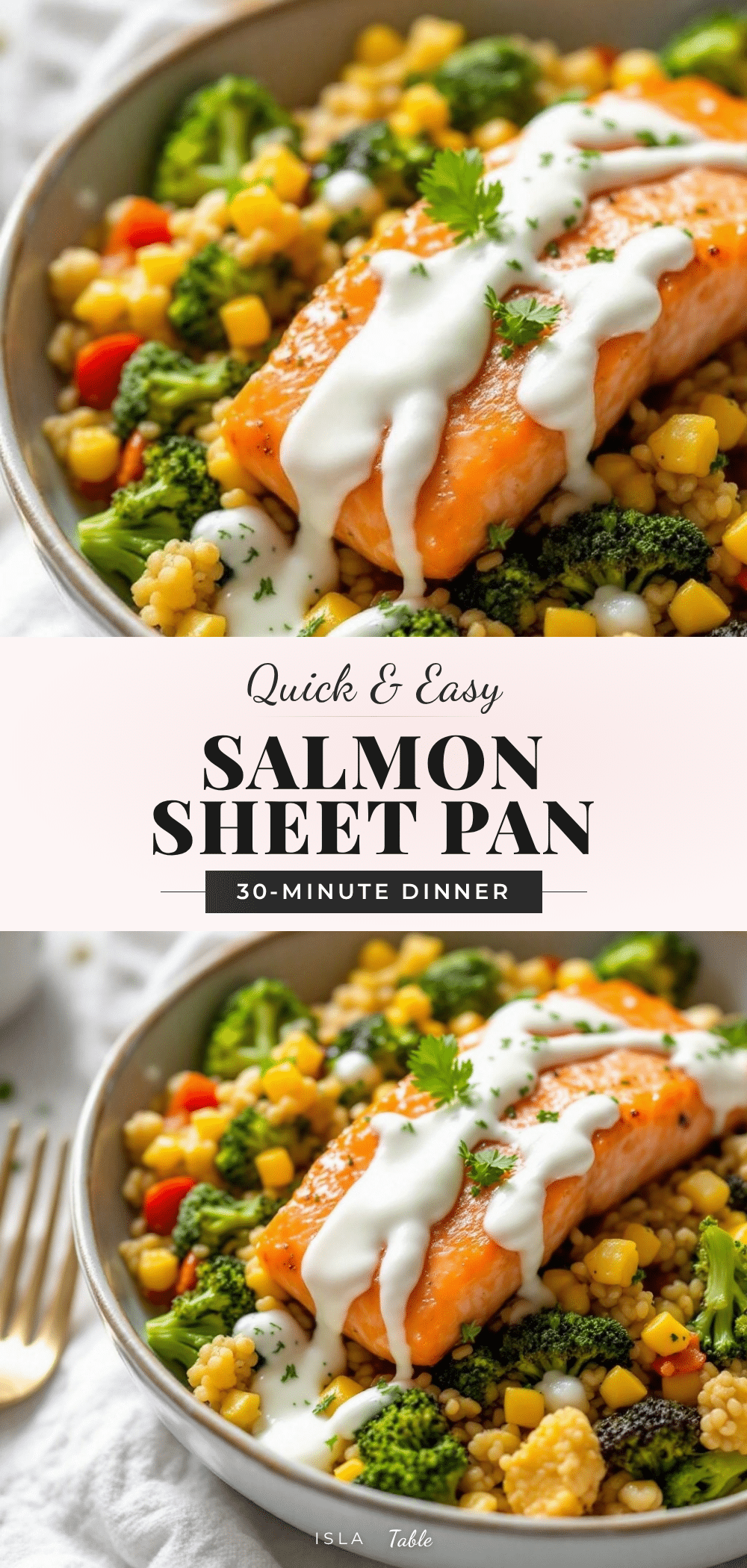 salmon broccoli sheet pan dinner recipe