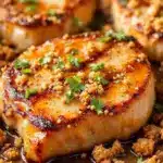 sheet pan apple cider pork chops - featured image