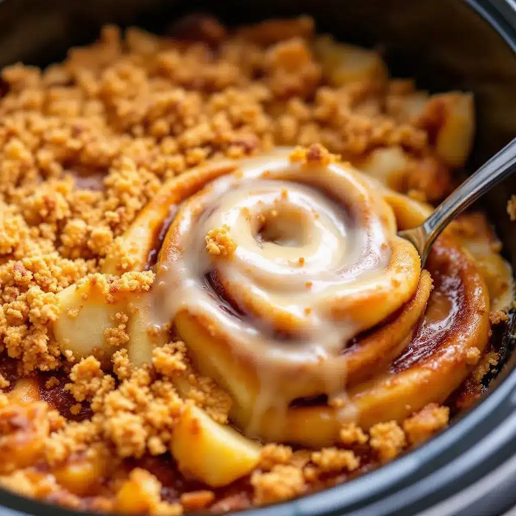 slow cooker cinnamon roll casserole preparation steps
