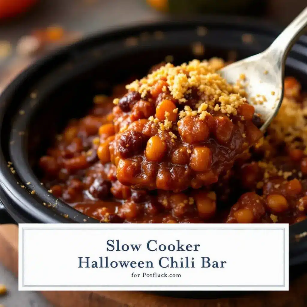 slow cooker halloween chili bar preparation steps