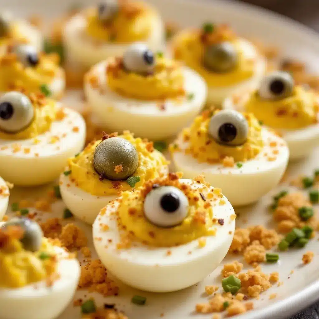 spooky deviled egg eyeballs preparation steps