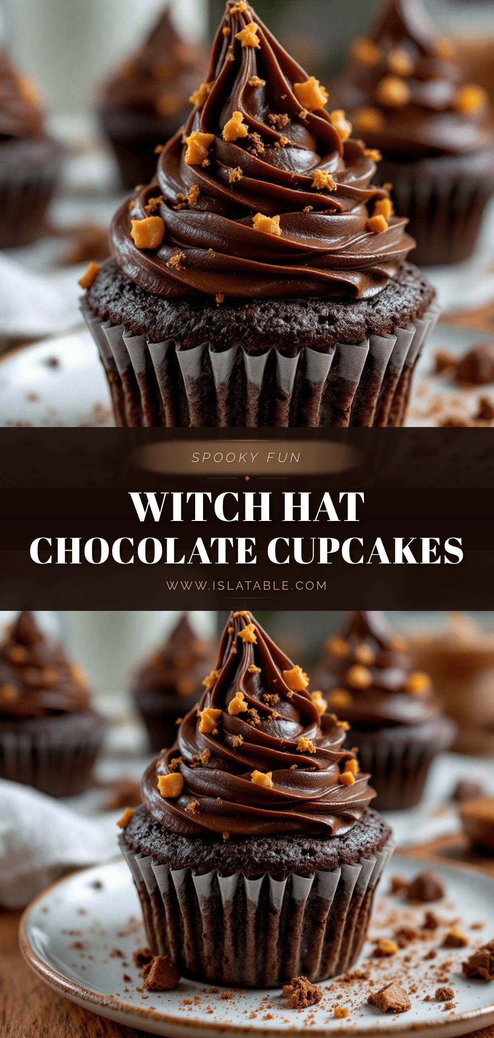 spooky witch hat chocolate cupcakes recipe